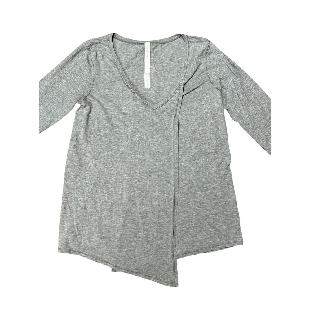 Lululemon, Women's Gray Long Sleeve Top, "Knot a Problem Long Sleeve," Size 8 - Picture 2 of 9